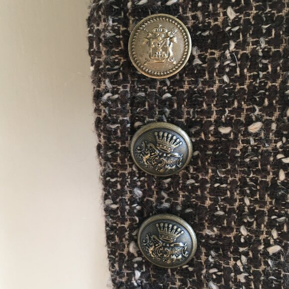 7 For All Mankind Long Tweed Wool Blend Double Breasted High Collar Coat - Picture 4 of 16